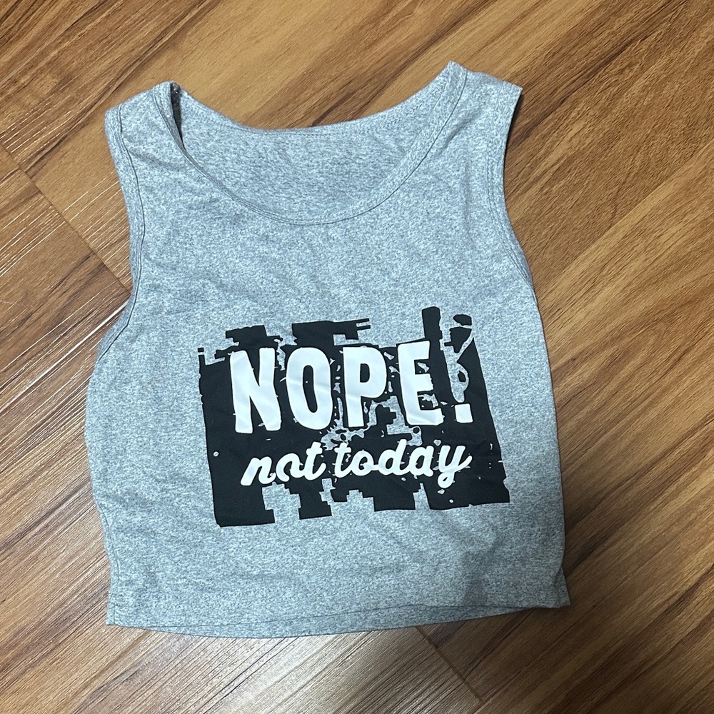 Gray Graphic Crop Top